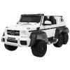 Auto Mercedes G63 6x6 MP4 dla dzieci Biały + 2 Pedały gazu + Regulacja siedzenia + MP4 + LED + Bagażnik + Kufer dla rodzica